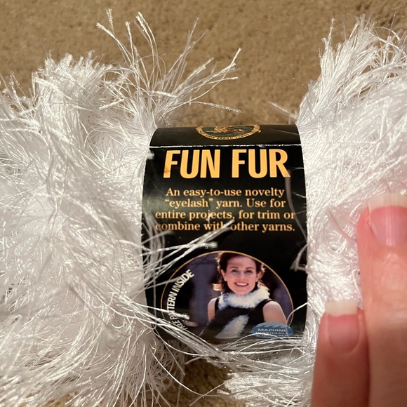White Fluffy Yarn Bundle, Fun Fur, 3 in set, eyelash yarn, great for crafts - Picture 2 of 4
